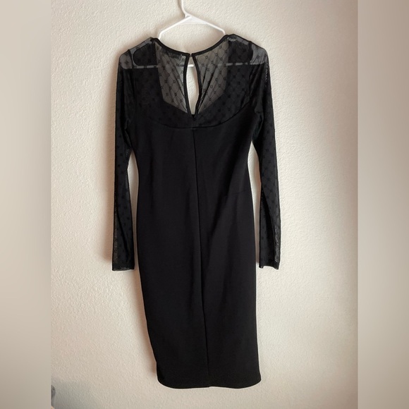 Almost Famous Black Dress with Sheer Long Sleeves size L - Picture 3 of 9